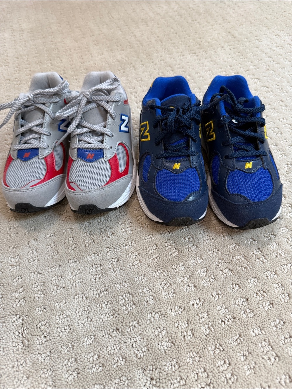 New Balance Kids Sneakers in Gray/Red and Navy/Blue 9.5 wide toddler NWOT